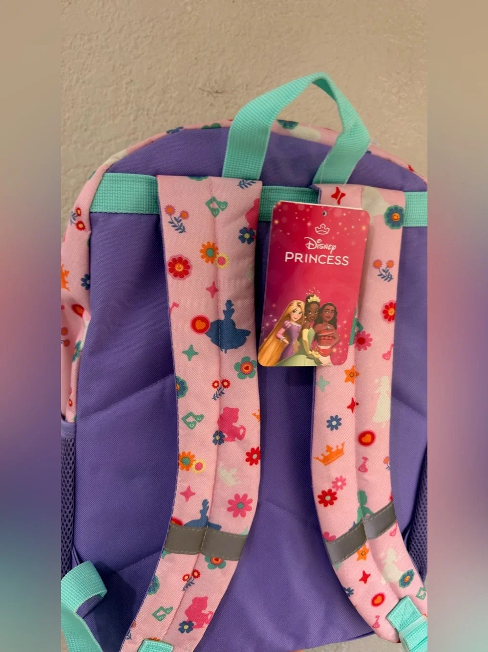 Disney Princess Girls' Light Up Single Backpack, Light Pink 17” Backpack new